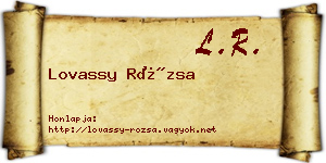 Lovassy Rózsa névjegykártya